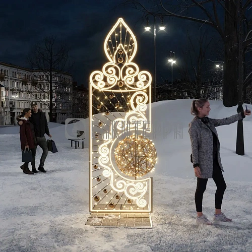 Световая декорация Новогодняя свеча большая